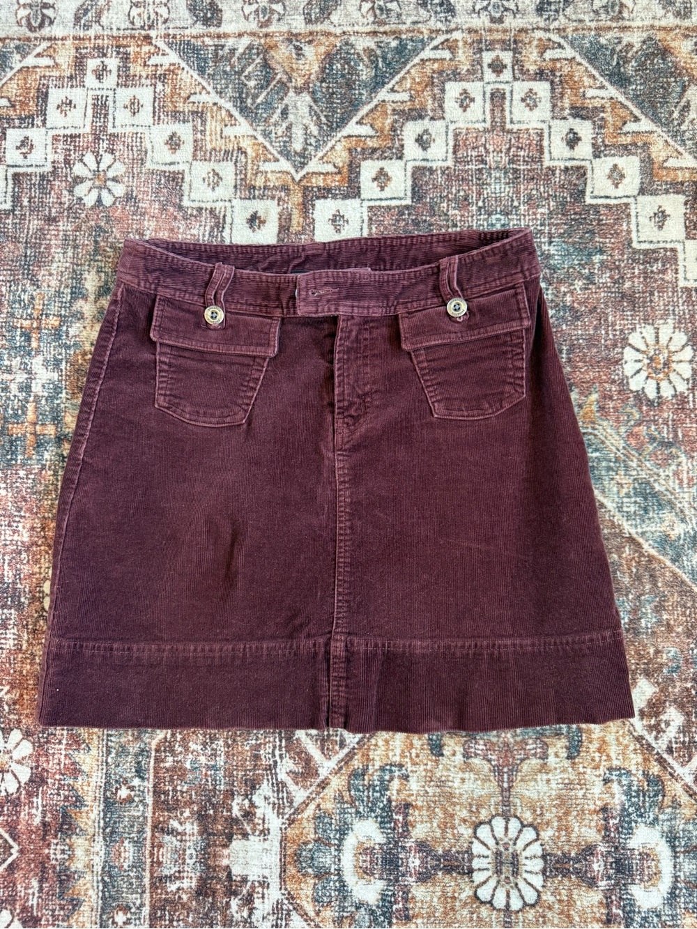 Patagonia Plum Corduroy Mini Skirt with Front Flap Pockets